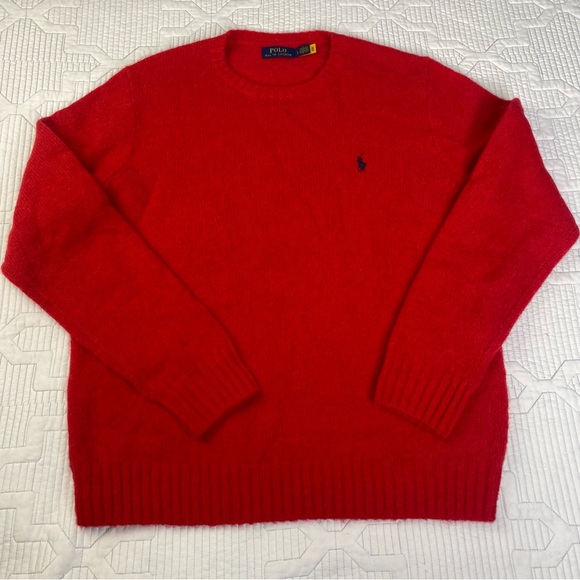 Polo Ralph Lauren Men's L Red Crew-Neck Wool Alpaca Blend Pullover Sweater - Picture 1 of 9